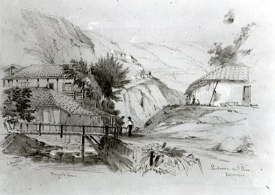 Dom Bergera, Valparaiso, 1834 (ołówek i wc na papierze) (zdjęcie bw) autorstwa Conrad Martens