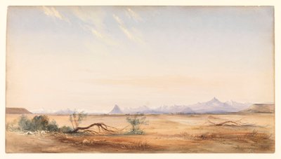 Kordyliera Andów widziana z Równiny Tajemnic, niedaleko Santa Cruz, ok. 1878 r. (akwarela) autorstwa Conrad Martens