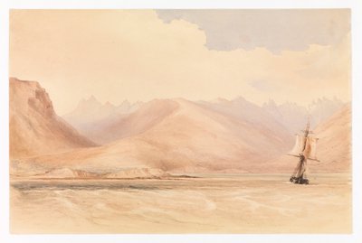 Statek badawczy HMS "Beagle" w kanale Beagle, Ameryka Południowa autorstwa Conrad Martens