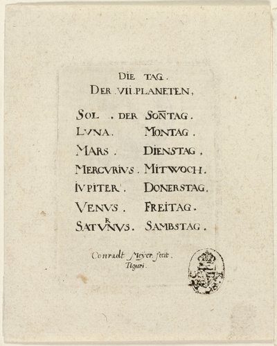 Strona tytułowa, z Der VII Planeten autorstwa Conrad Meyer