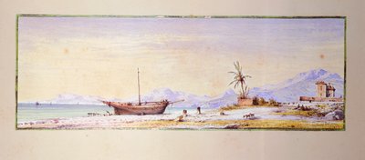 Plaża Bordighera, autorstwa Consalvo Carelli (1818-1900), Włochy autorstwa Consalvo Carelli