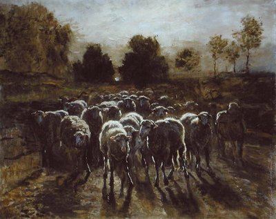 Stado owiec, czyli Powrót stada (olej na płótnie) autorstwa Constant Emile Troyon