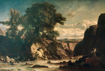 Krajobraz przedstawiający Tobiasza i anioła – Constant Troyon (1810-65) autorstwa Constant Emile Troyon