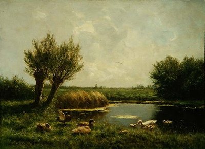Kaczka Staw (olej na płótnie) autorstwa Constant Artz