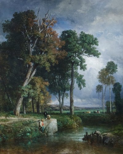 Rybacy, ok. 1850 (olej na płótnie) autorstwa Constant Emile Troyon