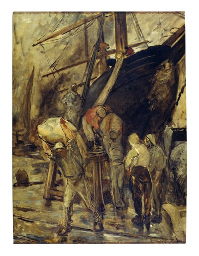 Rozładunek statku (olej na płótnie) autorstwa Constantin Emile Meunier