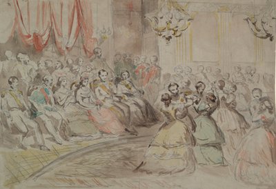 Bal państwowy, prawdopodobnie z udziałem Napoleona III autorstwa Constantin Guys