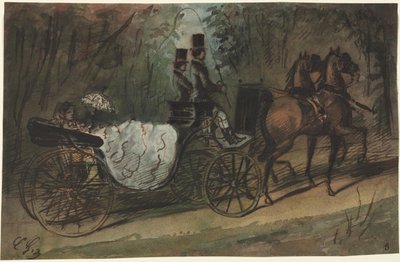 Przewóz w Bois de Boulogne autorstwa Constantin Guys