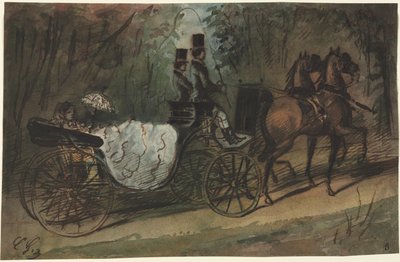 Przewóz w Bois de Boulogne, 1800. autorstwa Constantin Guys