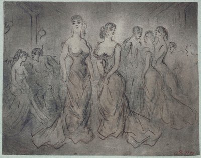 Wnętrze domu publicznego, kobiety i mężczyźni, ok. 1875 r. autorstwa Constantin Guys
