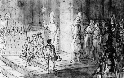 Gwardia szwajcarska i żołnierze francuscy w Watykanie, 1930. autorstwa Constantin Guys