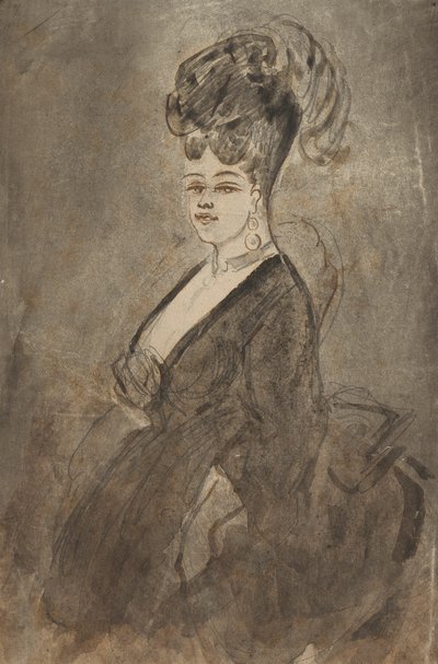 Portret kobiety o długości trzech czwartych autorstwa Constantin Guys