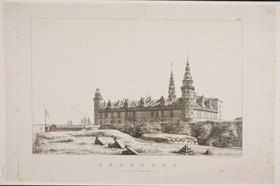 Kronborg widziany od strony północno-zachodniej autorstwa Constantin Hansen