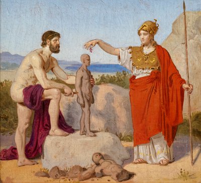 Prometeusz formujący człowieka z gliny autorstwa Constantin Hansen