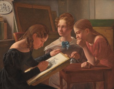 Trzy młode dziewczyny. Siostry Artystki: Alvilde, Ida i Henriette autorstwa Constantin Hansen