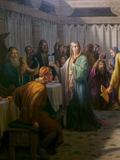 Uczta Ægira, szczegół autorstwa Constantin Hansen