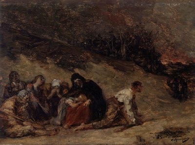 Epizod z rewolty chłopskiej. Pożar w Turnhout (1798-1799) autorstwa Constantin Meunier