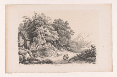 Krajobraz z dwiema postaciami na wiejskiej drodze Krajobraz (tytuł serii) autorstwa Constantinus Cornelis Huysmans