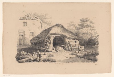 Stajnia na farmie Krajobraz (tytuł serii) autorstwa Constantinus Cornelis Huysmans