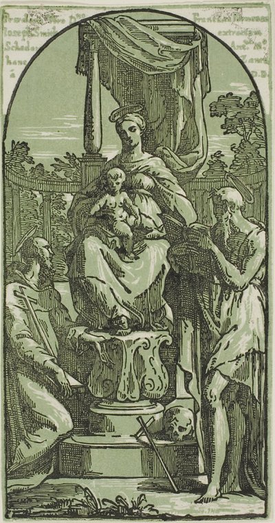 Madonna z Dzieciątkiem na tronie, Święty Hieronim i Święty Franciszek autorstwa Conte Antonio Maria Zanetti the Elder