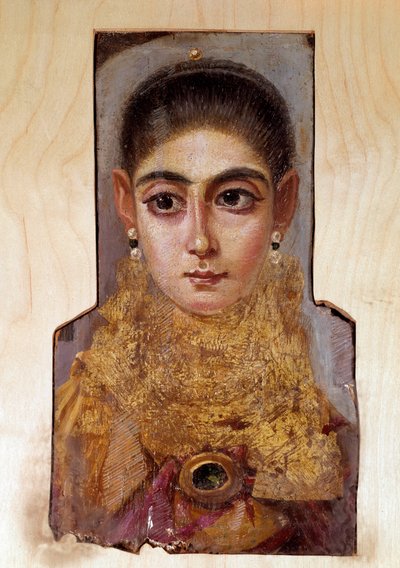 Sztuka koptyjska: młoda kobieta o imieniu Fajum (Fajum) (ok. 160 ne) Malowanie woskiem na drewnie. Paryż, Luwr autorstwa Coptic
