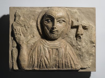 Popiersie świętego, Egipt, IV-V w. (wapień malowany) autorstwa Coptic Coptic
