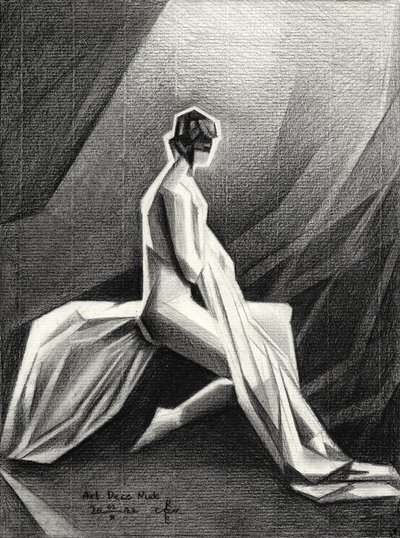 Figura w stylu art déco z drapowanym wykończeniem autorstwa Corné Akkers