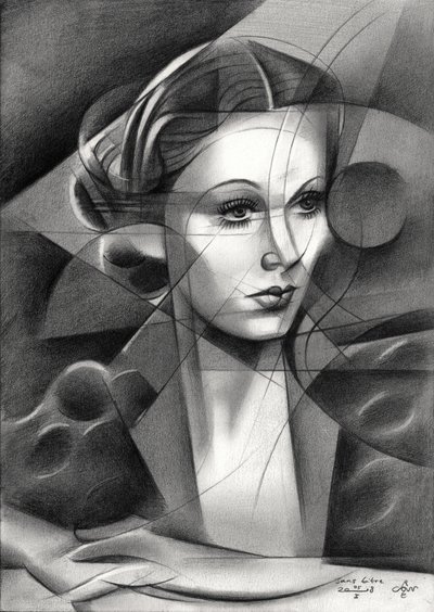 Elegancki portret w stylu geometrycznym autorstwa Corné Akkers