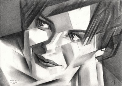 Geometryczny portret twarzy autorstwa Corné Akkers