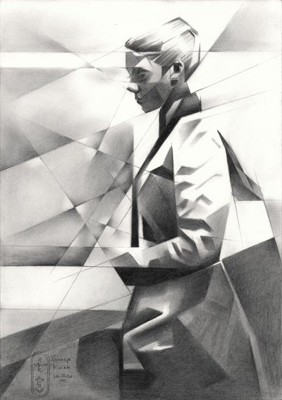 Nowoczesny portret geometryczny autorstwa Corné Akkers