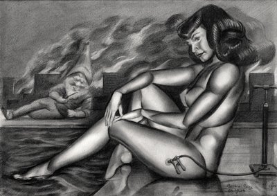 Zamyślony krasnoludek w stylu pin-up autorstwa Corné Akkers