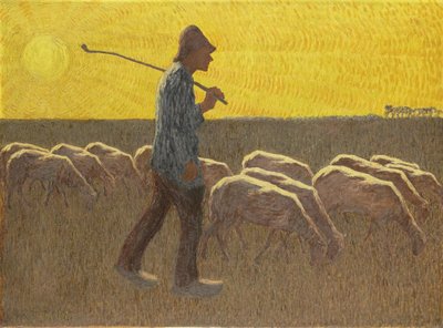 Pasterz z owcami, ok.1920 (olej na płótnie) autorstwa Cornelis Albert van Assendelft