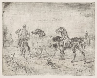 Jeźdźcy z końmi autorstwa Cornelis Albertus Johannes Schermer