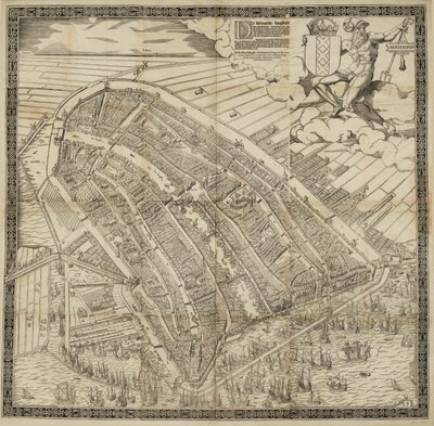 niemiecki: Die berühmte Handelsstadt Amsterdam
niderlandzki: De vermaerde koopstadt van Amstelredam autorstwa Cornelis Anthonisz.