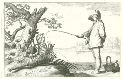 Młody rybak Cztery sceny duszpasterskie (tytuł serii) autorstwa Cornelis Bloemaert (II) (possibly)