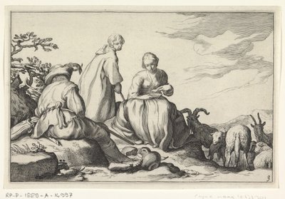 pasterze owiec Cztery sceny duszpasterskie (tytuł serii) autorstwa Cornelis Bloemaert (II) (possibly)