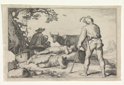 Veehoeders Cztery sceny duszpasterskie (tytuł serii) Przysmaki rekreacyjne (tytuł serii) autorstwa Cornelis Bloemaert (II) (possibly)