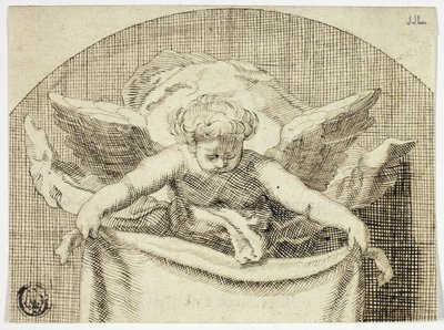 Putto Holding Sudarium autorstwa Cornelis Bloemaert