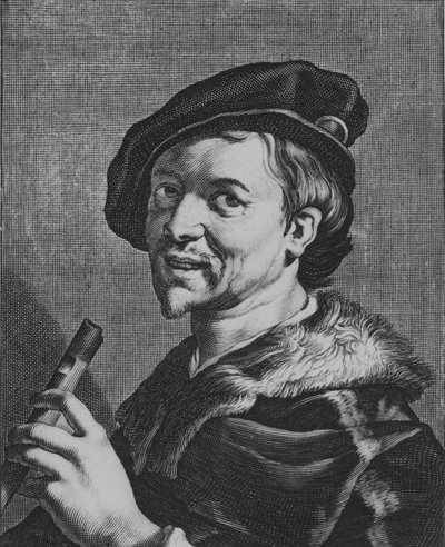 Człowiek z fletem, 1625. autorstwa Cornelis Bloemaert