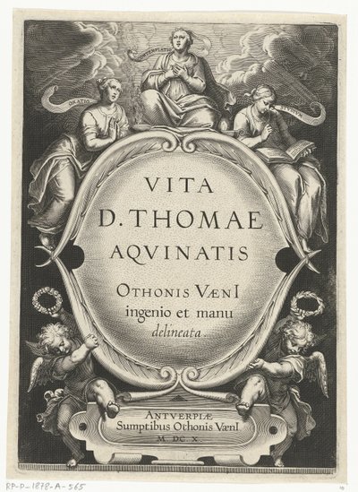 Druk tytułowy dla: Otto van Veen, Vita D. Thomae Aqvinatis, Antwerpia, 1610 Życie św. Tomasza z Akwinu (tytuł serii) autorstwa Cornelis Boel