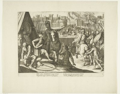 Poderwanie Rzymu, 1527, nr. 2 Scenes uit het leven van Karel V (tytuł serii) Życie cesarza Karola V. w przepięknych wklęsłodrukach, wyrytych według wzorów słynnego A. Tempeste przez dwóch najzdolniejszych mistrzów J. de Gein i C. Boel. Na autorstwa Cornelis Boel