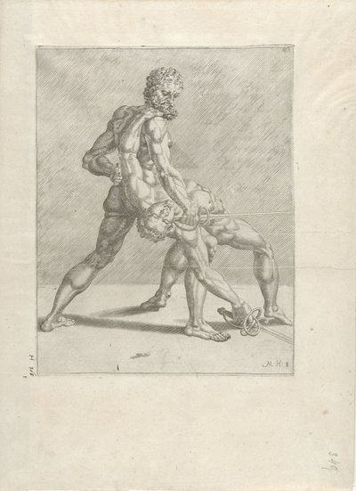 Dwóch szermierzy Szermierze (tytuł serii) autorstwa Cornelis Bos (possibly)