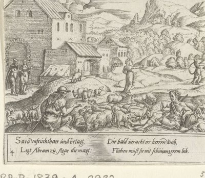 Sara odrzuca ciężarną Hagar Życie Abrahama (tytuł serii) autorstwa Cornelis Bos