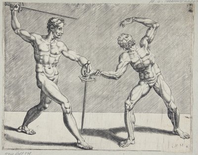 Dwóch szermierzy autorstwa Cornelis Bos