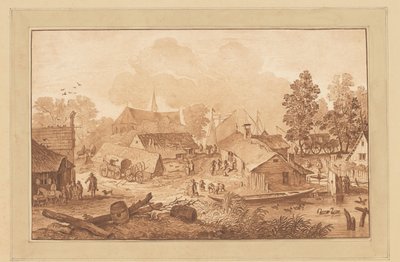 Widok na wieś ze stawem autorstwa Cornelis Brouwer