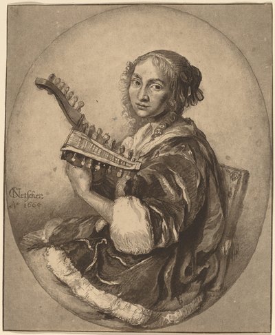 Dama z dwugłową lutnią, 1781. autorstwa Cornelis Brouwer
