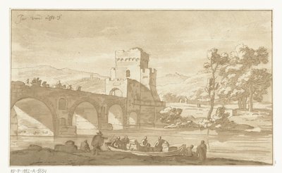Ponte Molle w pobliżu Rzymu autorstwa Cornelis Brouwer