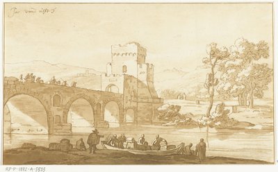 Ponte Molle w pobliżu Rzymu autorstwa Cornelis Brouwer