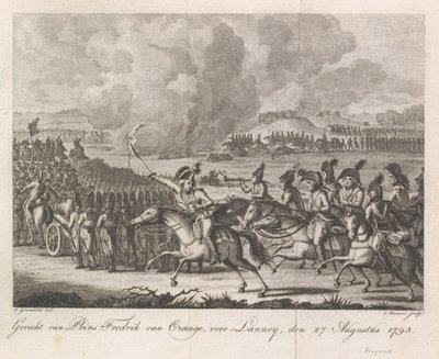 Książę William George Frederik w bitwie pod Lannoy, 1793 Bitwa księcia Fryderyka Orańskiego, przed Lannoy, 27. sierpnia 1793 (tytuł na obiekcie) autorstwa Cornelis Brouwer
