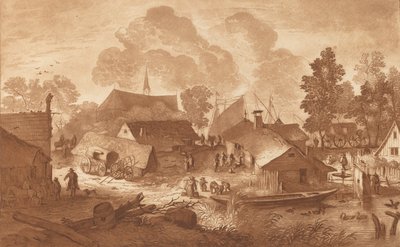 Wieś ze stawem, ok. godz. 1782. autorstwa Cornelis Brouwer